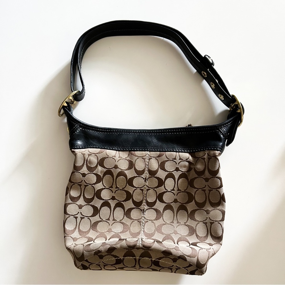 Coach Logo Jacquard Bleecker Bucket Shoulder Bag Purse 11437